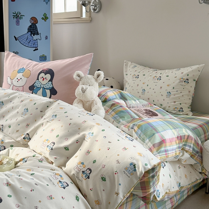 91家纺网 家纺一手货源 找家纺 时年家纺 2025新款全棉数码趣味系列3.0 四件套 快乐宠物