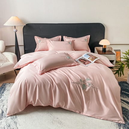 91家纺网 家纺一手货源 找家纺 昊翔家纺 【量大价优】2025新款全棉纯棉长绒棉刺绣绣花四件套【配礼盒提供买家秀】 流韵花语-浅玉