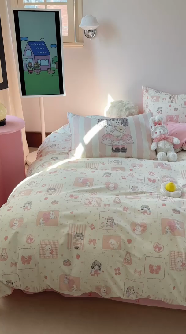 91家纺网 家纺一手货源 找家纺 时年家纺 2025新款全棉数码趣味系列3.0 四件套 萝莉伙伴