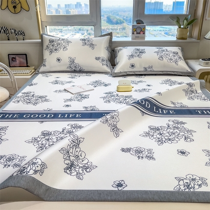 兄弟坊 2025新款数码小清新印花冰丝席 米亚花朵