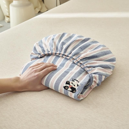 91家纺网 家纺一手货源 找家纺 （总）寐绸家纺 2025新款纯棉色织水洗棉竖条单床笠