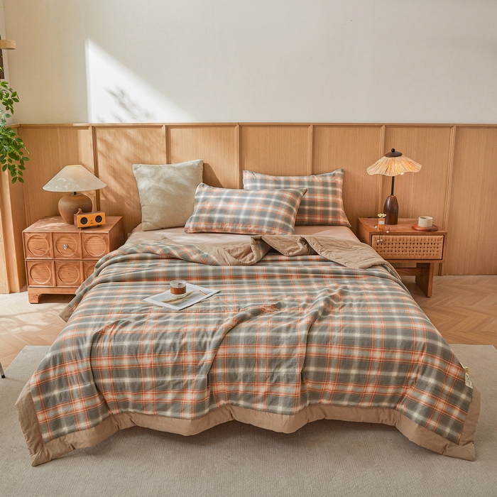 91家纺网 家纺一手货源 找家纺 猎鹿人家纺 A类水洗棉新疆棉花夏被 诺卡橙