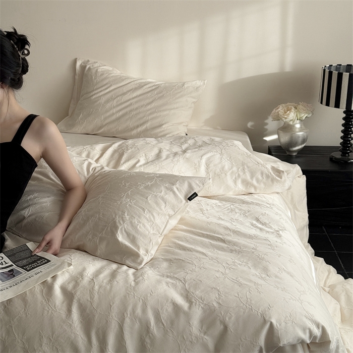 91家纺网 家纺一手货源 找家纺 （总）鹿班家居 2025春夏新款云感超柔厚织提花浮雕系列四件套-梦境卷尾（标准会员-20元）