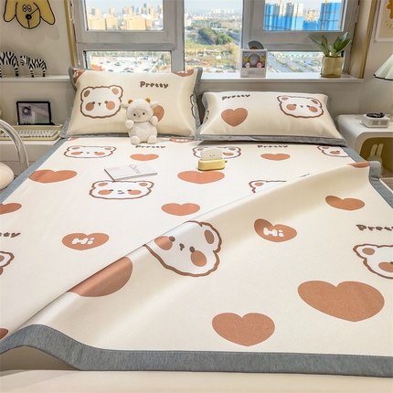 兄弟坊 2025新款数码小清新印花冰丝席 你好小熊