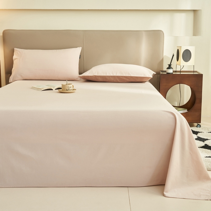 91家纺网 家纺一手货源 找家纺 寐绸家纺 2025新款纯棉13372水洗棉单床单 纯色床单-浮生一梦