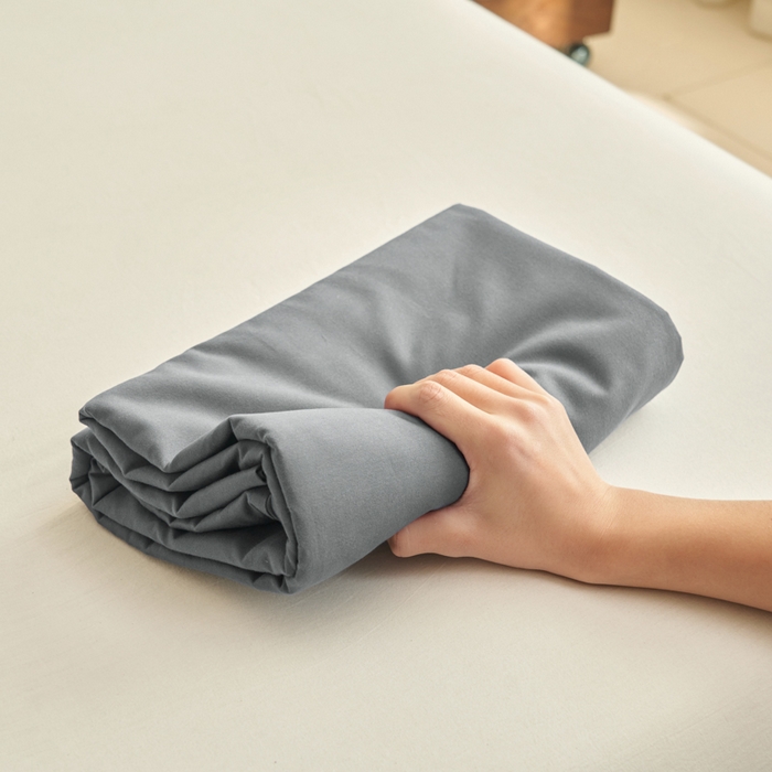 91家纺网 家纺一手货源 找家纺 寐绸家纺 2025新款纯棉13372水洗棉单床单 纯色床单-宝藏灰