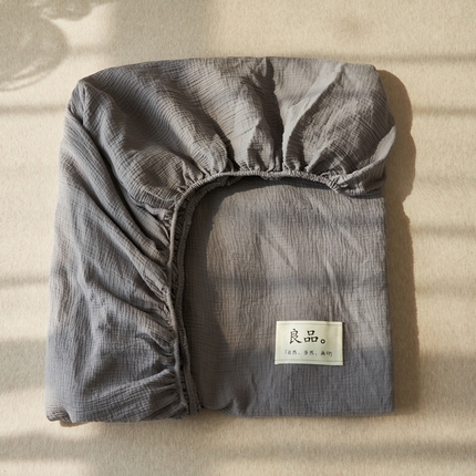 寐绸家纺 2025新款纯棉双层纱单床笠 双层纱床笠-浅灰