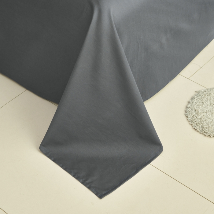 91家纺网 家纺一手货源 找家纺 寐绸家纺 2025新款纯棉13372水洗棉单床单 纯色床单-宝藏灰