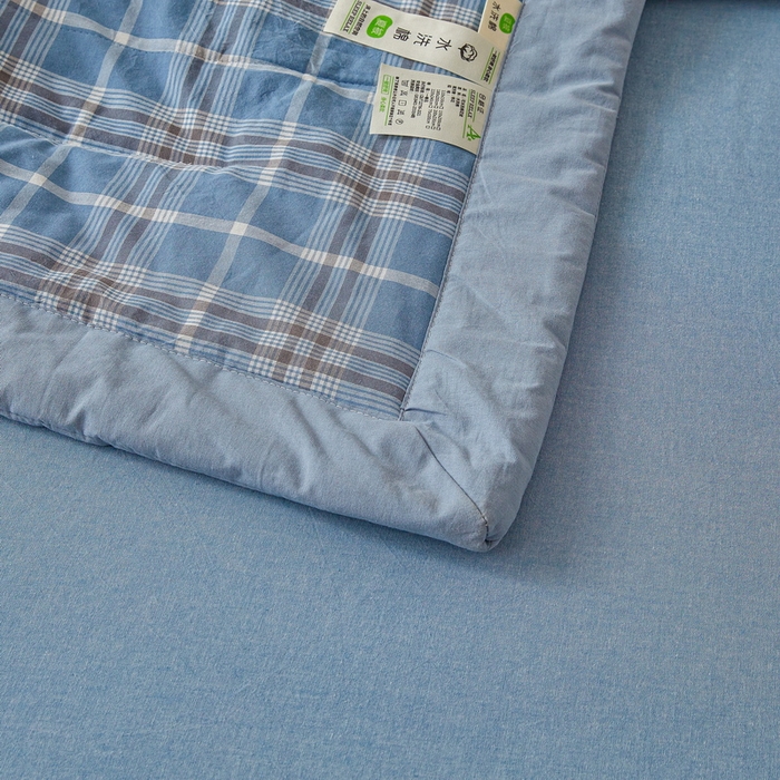 91家纺网 家纺一手货源 找家纺 猎鹿人家纺 A类水洗棉新疆棉花夏被 乔南蓝