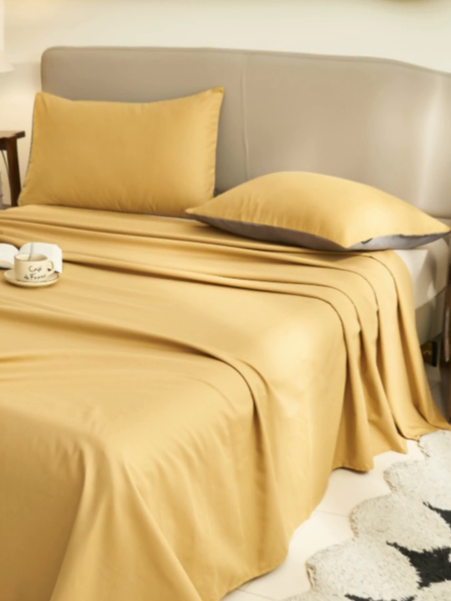 91家纺网 家纺一手货源 找家纺 寐绸家纺 2025新款纯棉13372水洗棉单床单 纯色床单-暗木幽香