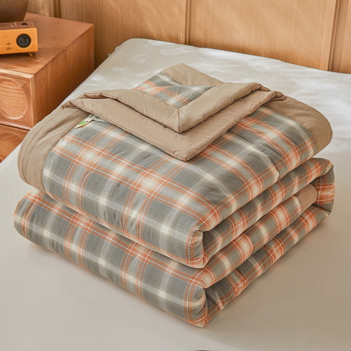 91家纺网 家纺一手货源 找家纺 猎鹿人家纺 A类水洗棉新疆棉花夏被 诺卡橙