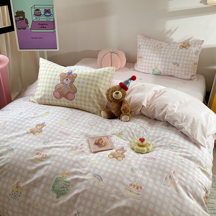 91家纺网 家纺一手货源 找家纺 时年家纺 2025新款全棉数码趣味系列3.0 四件套 彩虹甜心