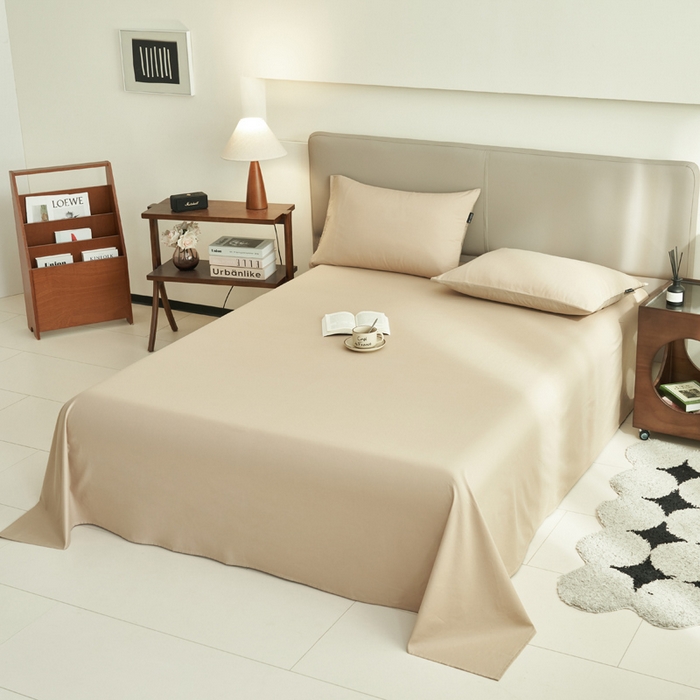 91家纺网 家纺一手货源 找家纺 寐绸家纺 2025新款纯棉13372水洗棉单床单 纯色床单-古巴砂