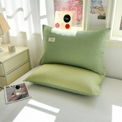 眠博士 2025新款全棉华夫格麦穗枕套 华夫格枕套-小熊绿