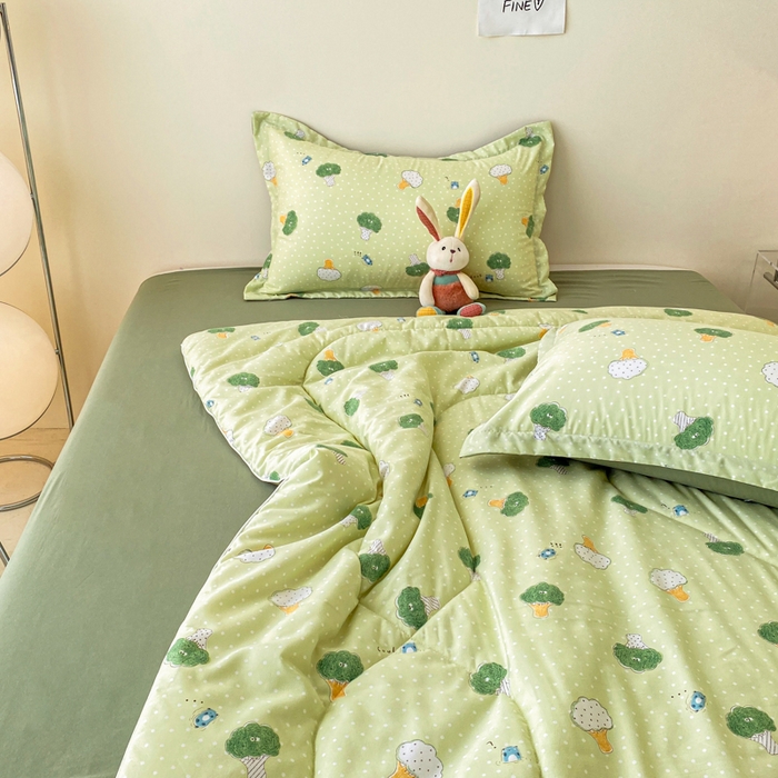 91家纺网 家纺一手货源 找家纺 宜家坊 2025新款水洗棉糯小棉夏被夏被四件套四季被春秋被单人学生双人被子被芯 多吃蔬菜