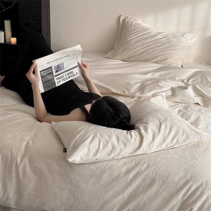 91家纺网 家纺一手货源 找家纺 （总）鹿班家居 2025春夏新款云感超柔厚织提花浮雕系列四件套-梦境卷尾（标准会员-20元）