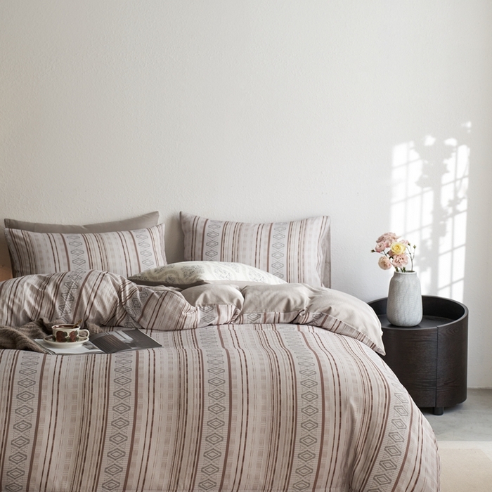 91家纺网 家纺一手货源 找家纺 时年家纺 2025零汗纱™数码印花系列套件 逸彩-咖