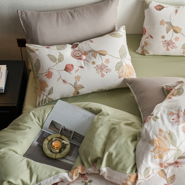 91家纺网 家纺一手货源 找家纺 时年家纺 2025零汗纱™数码印花系列套件 绿野漫屿