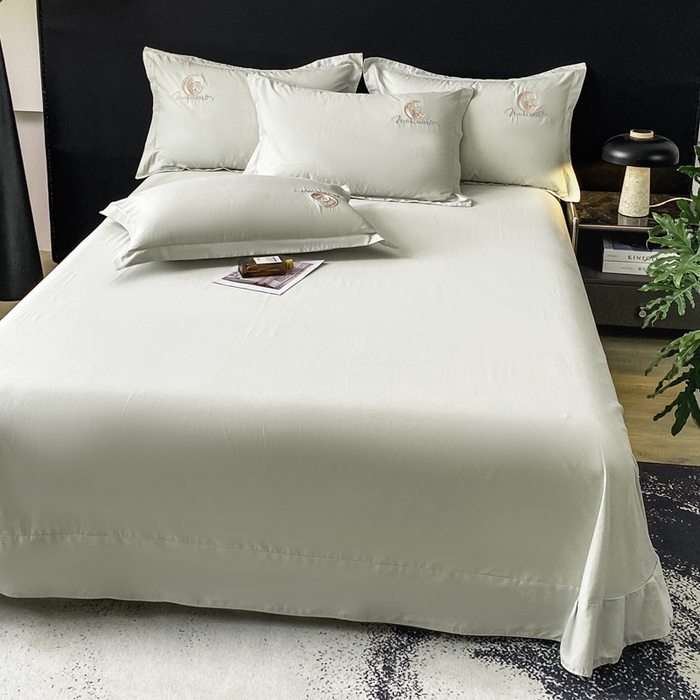 91家纺网 家纺一手货源 找家纺 昊翔家纺 【量大价优】2025新款全棉纯棉长绒棉刺绣绣花四件套【配礼盒提供买家秀】 澜韵-水绿