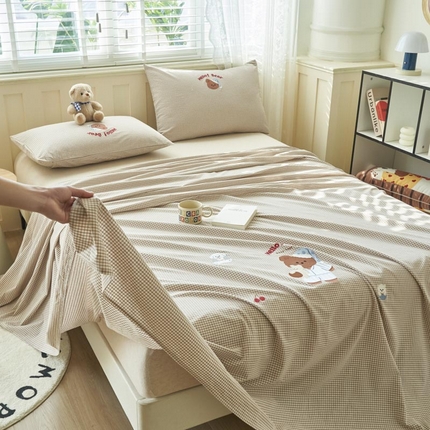 91家纺网 家纺一手货源 找家纺 （总）寐绸家纺 2025新款纯棉色织水洗棉微米格单床单