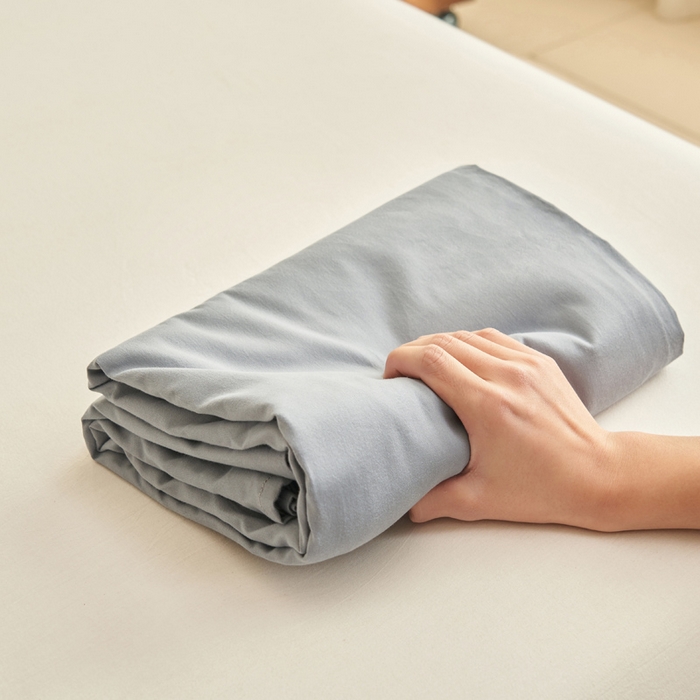 91家纺网 家纺一手货源 找家纺 寐绸家纺 2025新款纯棉13372水洗棉单床单 纯色床单-礁石灰