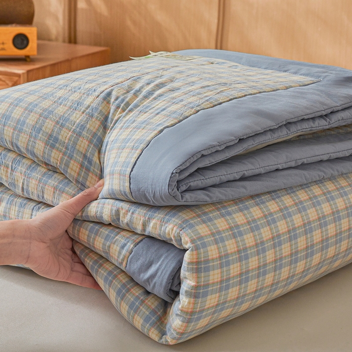 91家纺网 家纺一手货源 找家纺 猎鹿人家纺 A类水洗棉新疆棉花夏被 卡洛特蓝