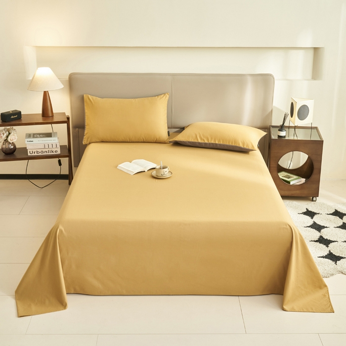 91家纺网 家纺一手货源 找家纺 寐绸家纺 2025新款纯棉13372水洗棉单床单 纯色床单-暗木幽香