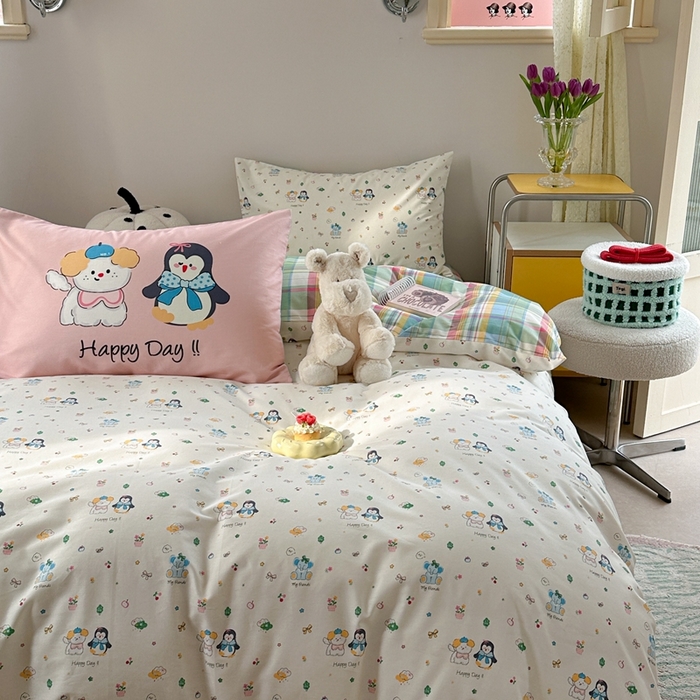 91家纺网 家纺一手货源 找家纺 时年家纺 2025新款全棉数码趣味系列3.0 四件套 快乐宠物