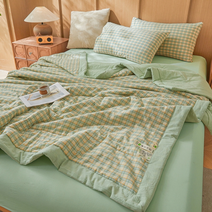 91家纺网 家纺一手货源 找家纺 猎鹿人家纺 A类水洗棉新疆棉花夏被 夏洛特绿