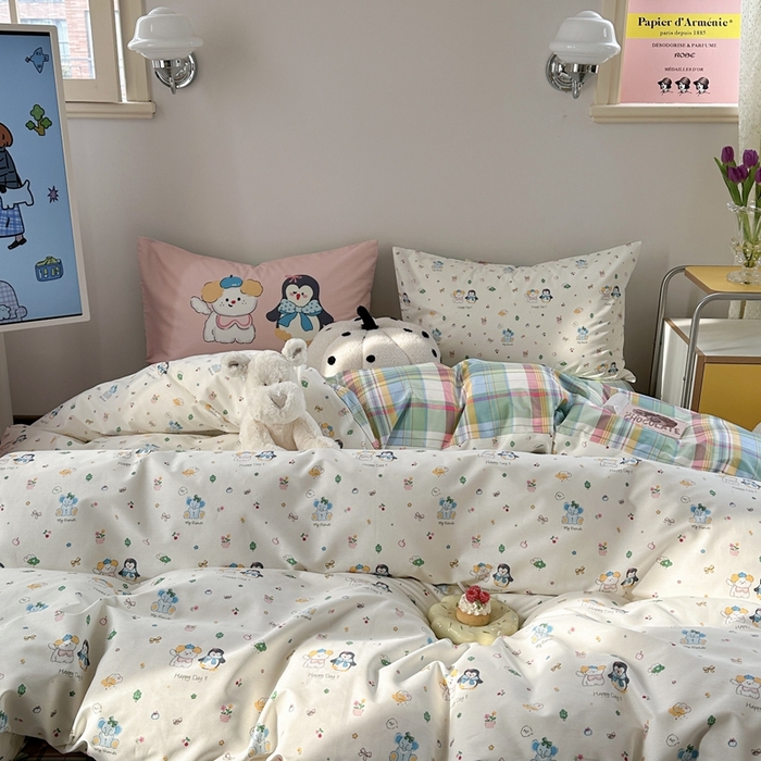 91家纺网 家纺一手货源 找家纺 时年家纺 2025新款全棉数码趣味系列3.0 四件套 快乐宠物