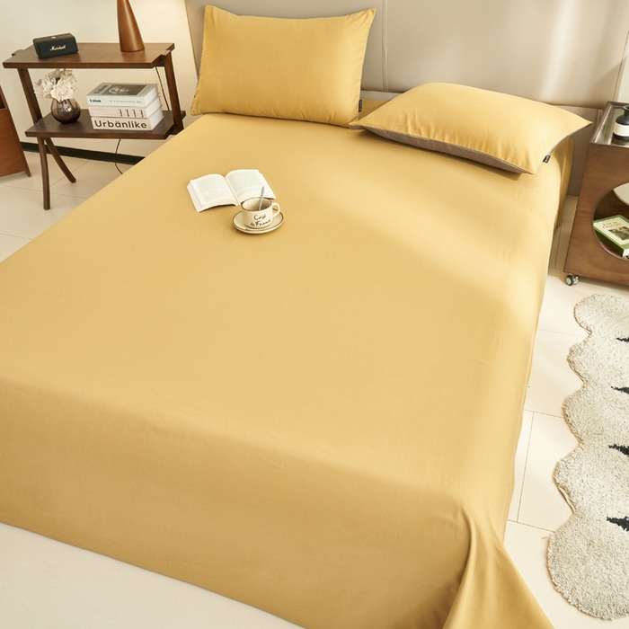 91家纺网 家纺一手货源 找家纺 寐绸家纺 2025新款纯棉13372水洗棉单床单 纯色床单-暗木幽香