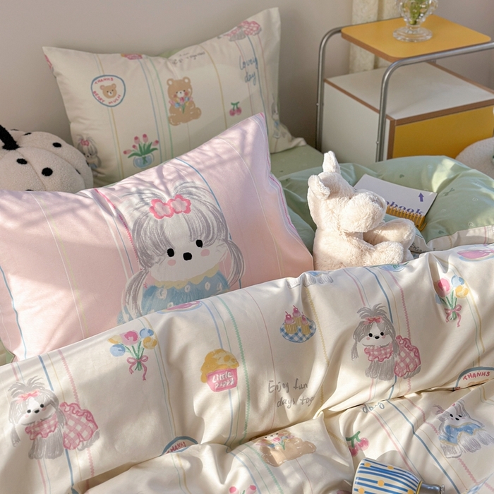 91家纺网 家纺一手货源 找家纺 时年家纺 2025新款全棉数码趣味系列3.0 四件套 甜点乐园