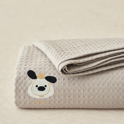 寐绸家纺 2025新款纯棉华夫格毛巾绣单床笠 绣花华夫格床笠-浅灰