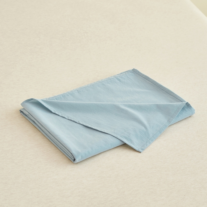 91家纺网 家纺一手货源 找家纺 寐绸家纺 2025新款纯棉13372水洗棉单床单 纯色床单-安然蓝