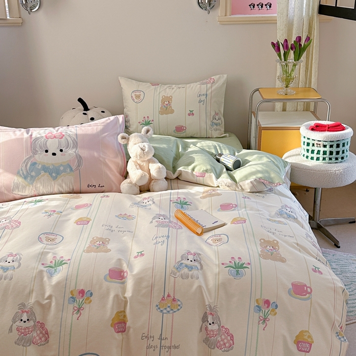 91家纺网 家纺一手货源 找家纺 时年家纺 2025新款全棉数码趣味系列3.0 四件套 甜点乐园