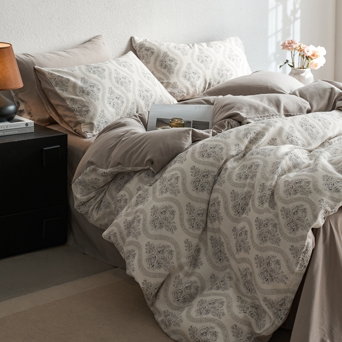 91家纺网 家纺一手货源 找家纺 时年家纺 2025零汗纱™数码印花系列套件 花边情诗