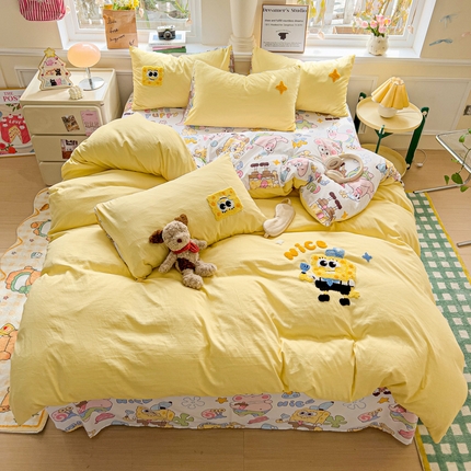 赛丽雅 2025新款刺绣四件套毛巾绣系列学生宿舍三件套四件套 海绵宝宝