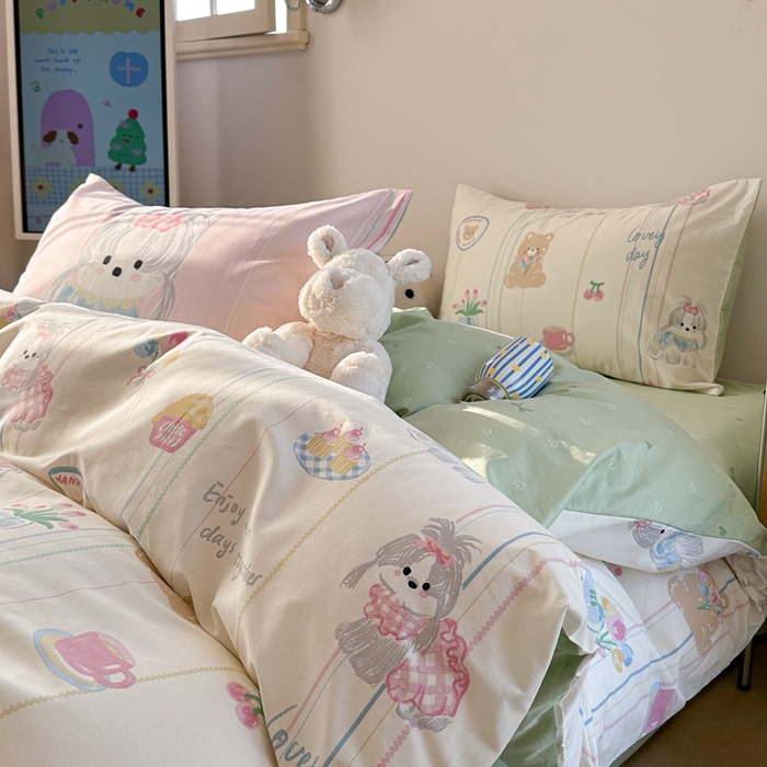 91家纺网 家纺一手货源 找家纺 时年家纺 2025新款全棉数码趣味系列3.0 四件套 甜点乐园