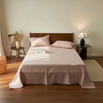 寐绸家纺 2025新款纯棉双层纱单床单 双层纱床单-浅豆沙