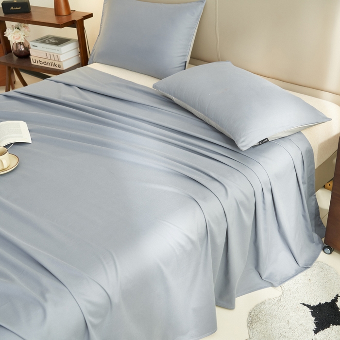 91家纺网 家纺一手货源 找家纺 寐绸家纺 2025新款纯棉13372水洗棉单床单 纯色床单-礁石灰