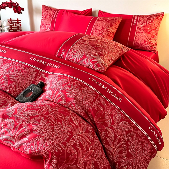 91家纺网 家纺一手货源 找家纺 笙意家纺2025新款水洗冰丝婚庆四件套 永恒之恋