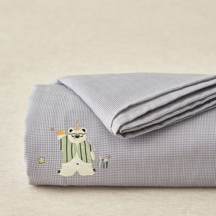 寐绸家纺 2025新款纯棉双层纱贴布绣单床单 贴布双层纱床单-浅灰