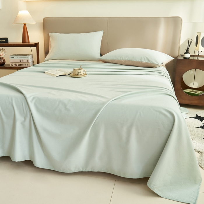 91家纺网 家纺一手货源 找家纺 寐绸家纺 2025新款纯棉13372水洗棉单床单 纯色床单-春风十里