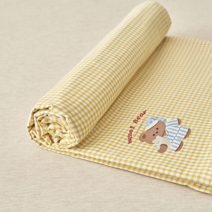 寐绸家纺 2025新款纯棉色织水洗棉微米格单床笠 微米格床笠-米黄