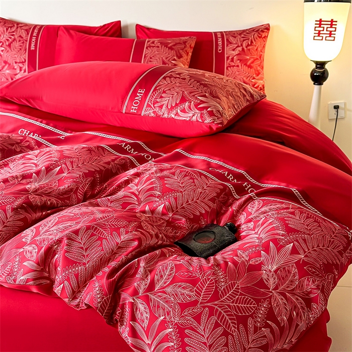 91家纺网 家纺一手货源 找家纺 笙意家纺2025新款水洗冰丝婚庆四件套 永恒之恋