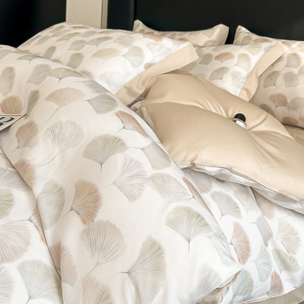 金阳光家纺 2025新款高级简奢款莱赛尔数码印宽边四件套（带礼盒包装） 林间蜜杏