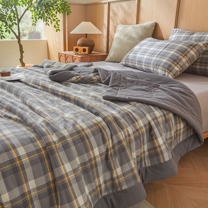 91家纺网 家纺一手货源 找家纺 猎鹿人家纺 A类水洗棉新疆棉花夏被 简兮-灰