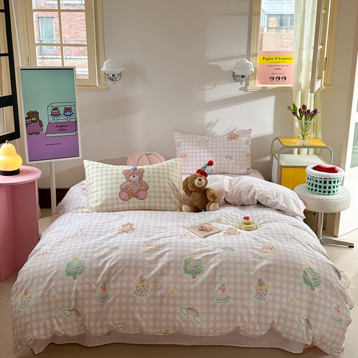 91家纺网 家纺一手货源 找家纺 时年家纺 2025新款全棉数码趣味系列3.0 四件套 彩虹甜心