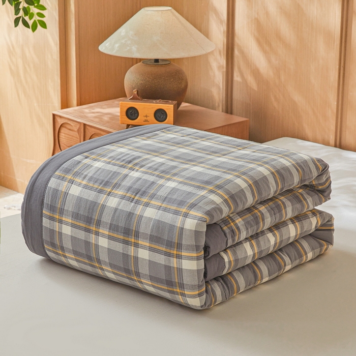 91家纺网 家纺一手货源 找家纺 猎鹿人家纺 A类水洗棉新疆棉花夏被 简兮-灰