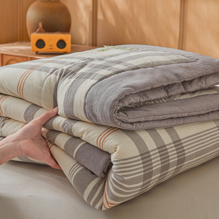 91家纺网 家纺一手货源 找家纺 猎鹿人家纺 A类水洗棉新疆棉花夏被 夏日芳华灰